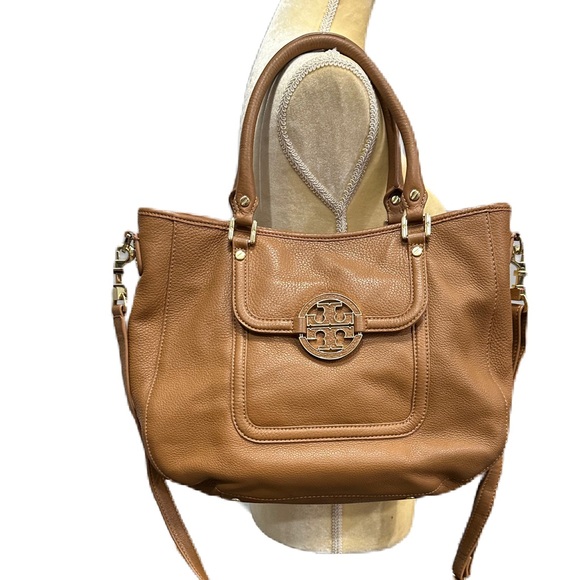 Tory Burch Handbags - Tory Burch Pebble Camel Leather Top Handle Satchel Crossbody Strap